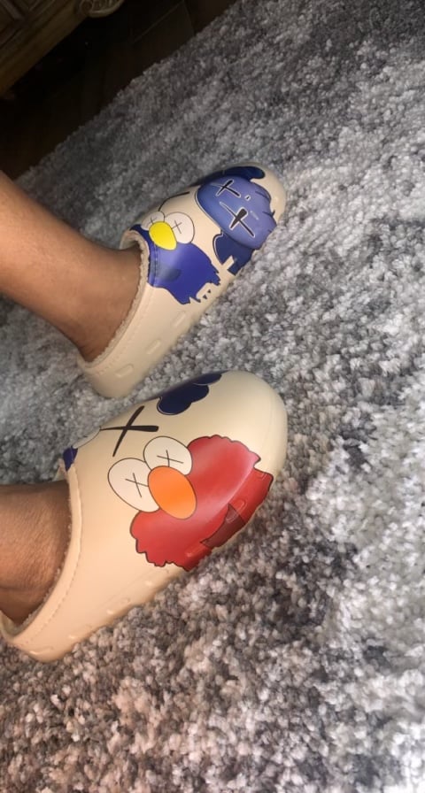 elmo slides yeezy fur