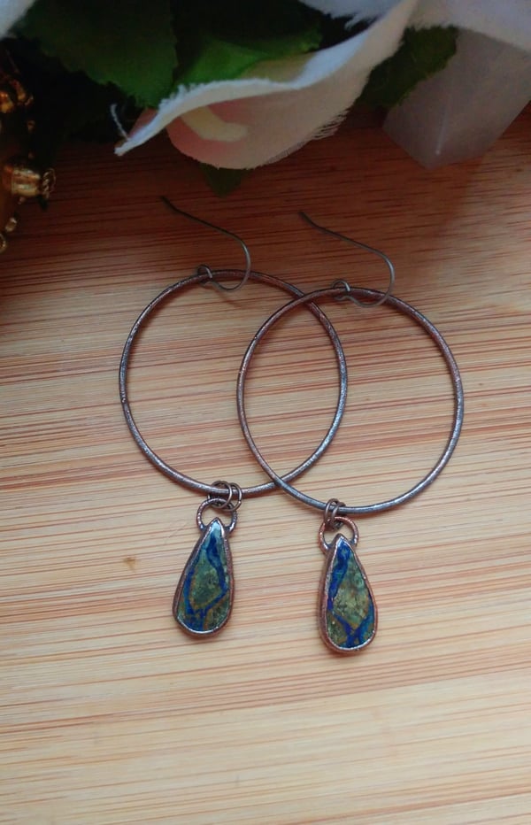 Image of Azurite Hoop Earrings