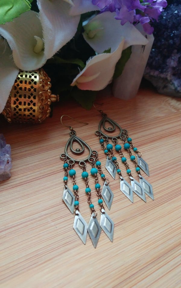 Image of Turquoise Chandelier Earrings #2