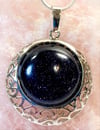 Circular Blue Goldstone Pendant / Necklace
