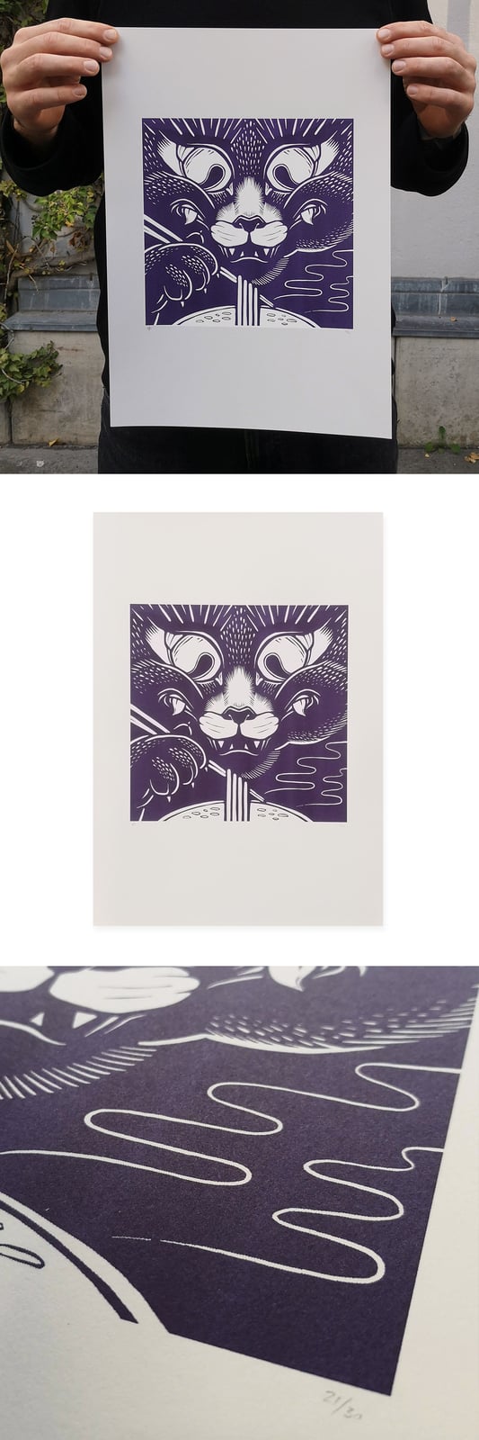 MIDNIGHT RAMEN - Burgundy - Riso Print | Prints and bad jokes