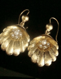 Image 3 of ORIGINAL VICTORIAN HIGH CARAT 15CT LARGE SHELL CULTURED PEARL DROP EARRINGS