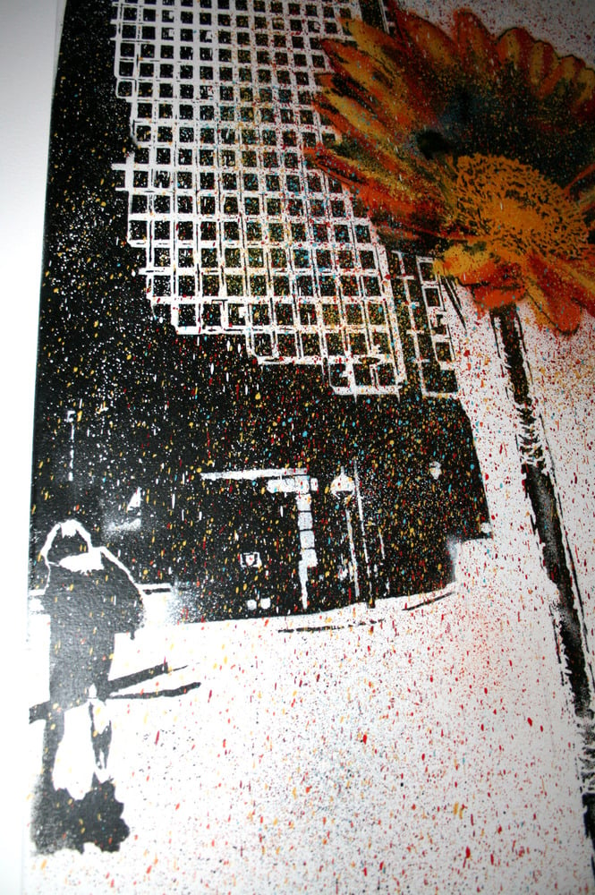 Image of "Daisy stops the Traffic" - Original Canvas SOLD