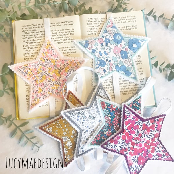Image of Liberty Fabric Star Bookmarks