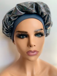 Image 1 of “Night Sparkle” Satan hair bonnet 
