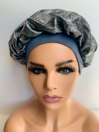 Image 2 of “Night Sparkle” Satan hair bonnet 