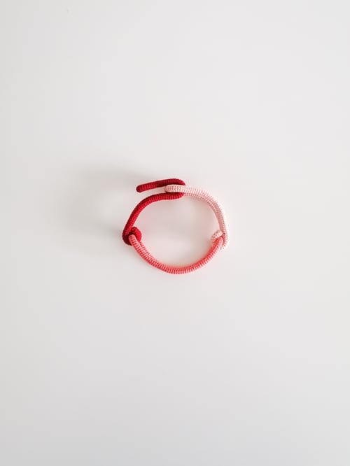 Image of Contemporary Crochet Bracelet in Red, Pink and Salmon