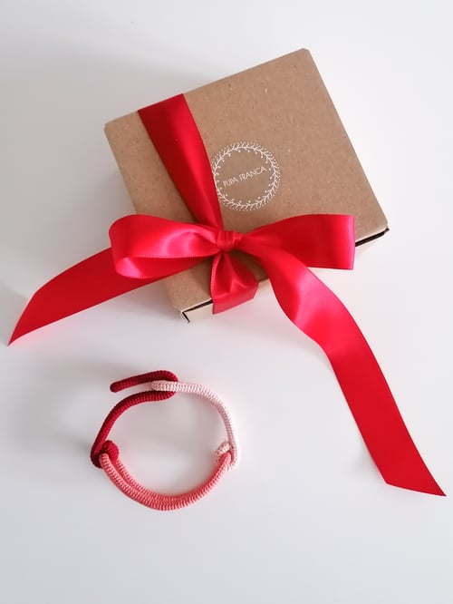 Image of Contemporary Crochet Bracelet in Red, Pink and Salmon