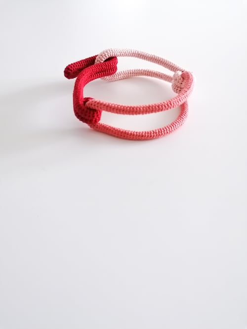 Image of Contemporary Crochet Bracelet in Red, Pink and Salmon