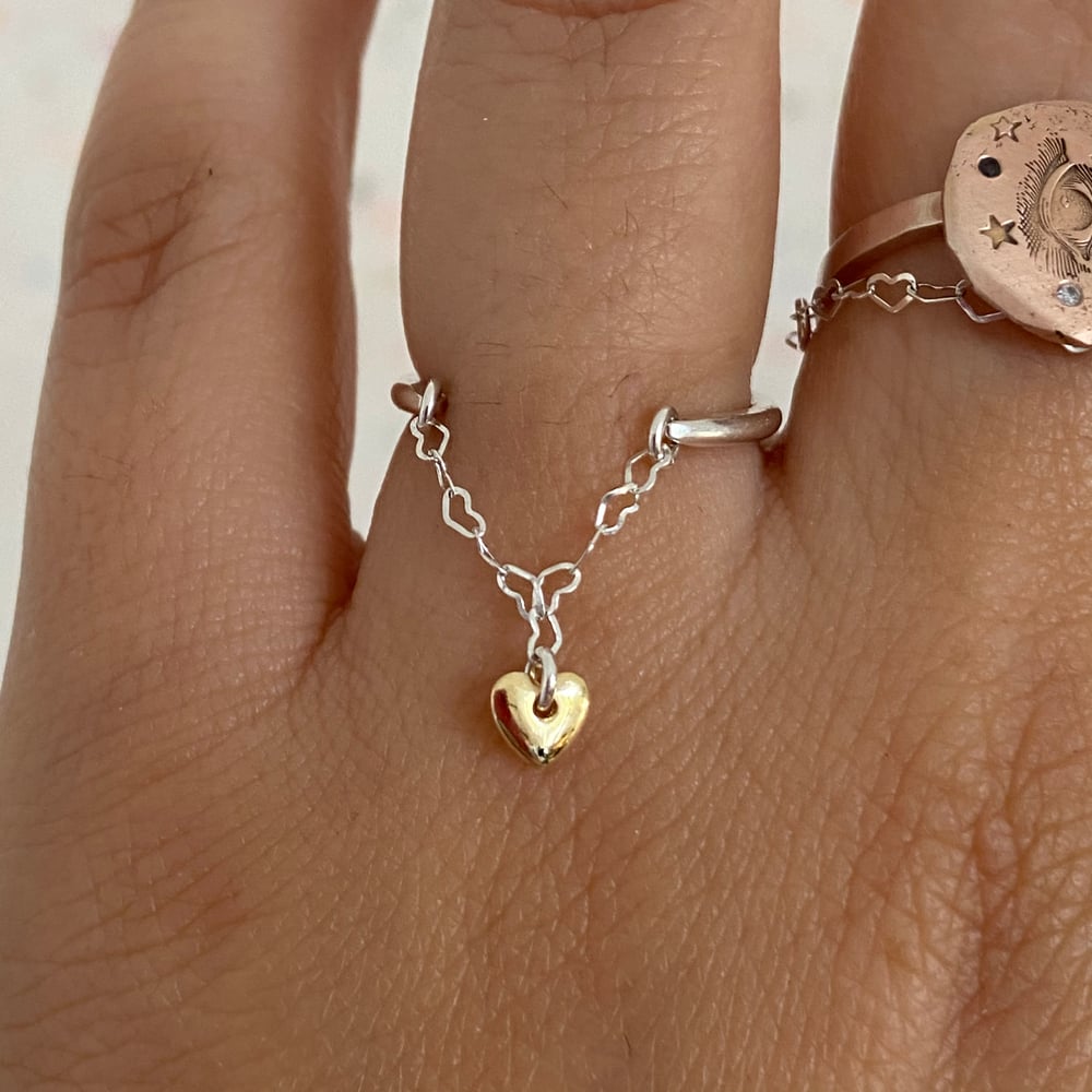 Image of double heart hanging ring