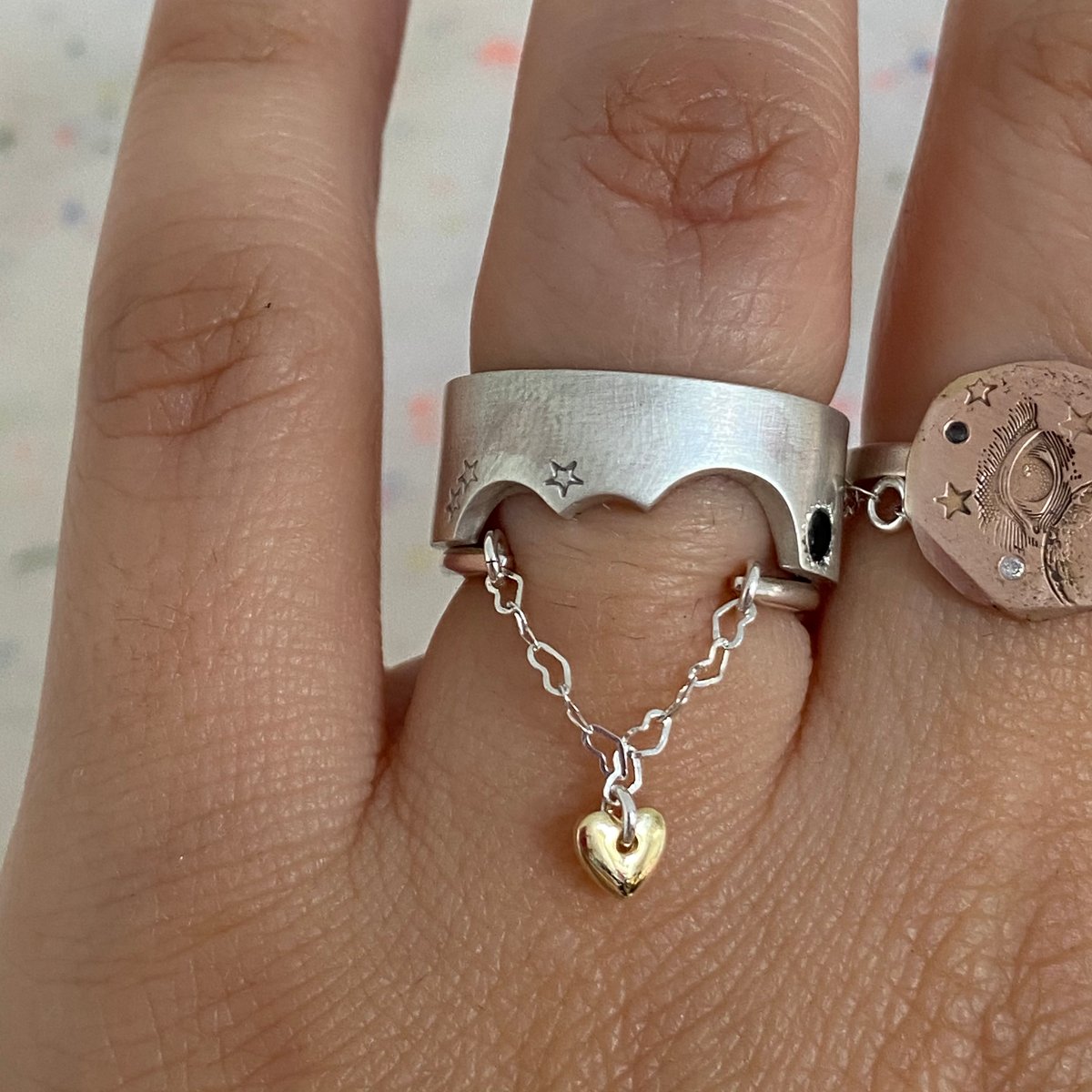 Image of double heart hanging ring