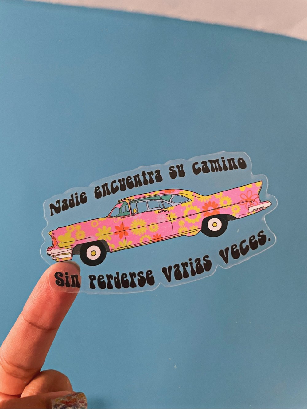 Image of On my Way Vintage Car Clear Sticker