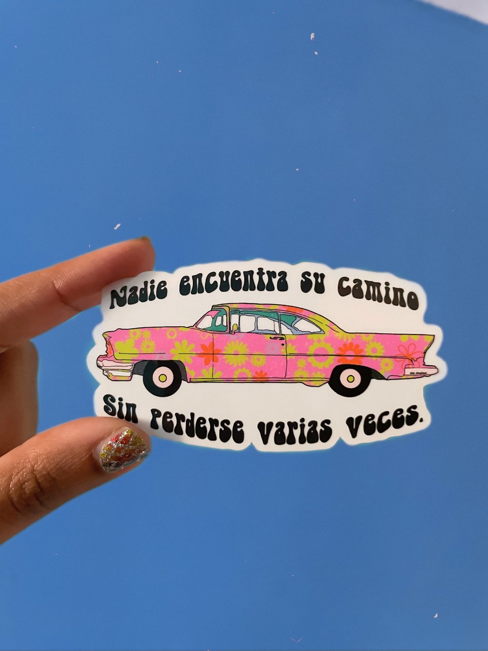 Image of On my Way Vintage Car Clear Sticker