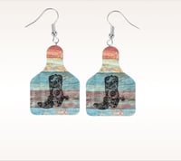 Western Boot Cow Tag shape earrings 
