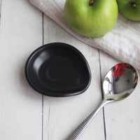 Image 1 of Small Spoon Rest, Satin Black Ceramic Spoon Holder for Your Coffee Station, Made in USA