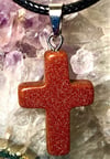 Goldstone Cross Necklace