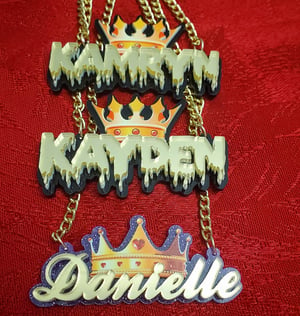 Colorful Crown Nameplate Necklaces