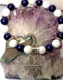 Star of David Howlite / Lapis Lazuli Gemstone Stretch Bracelet
