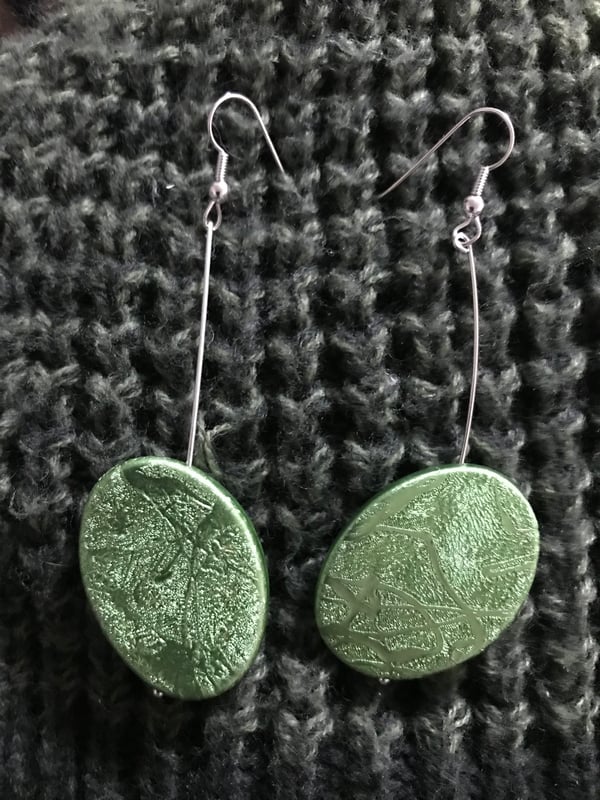 Image of Green foil effect earrings 