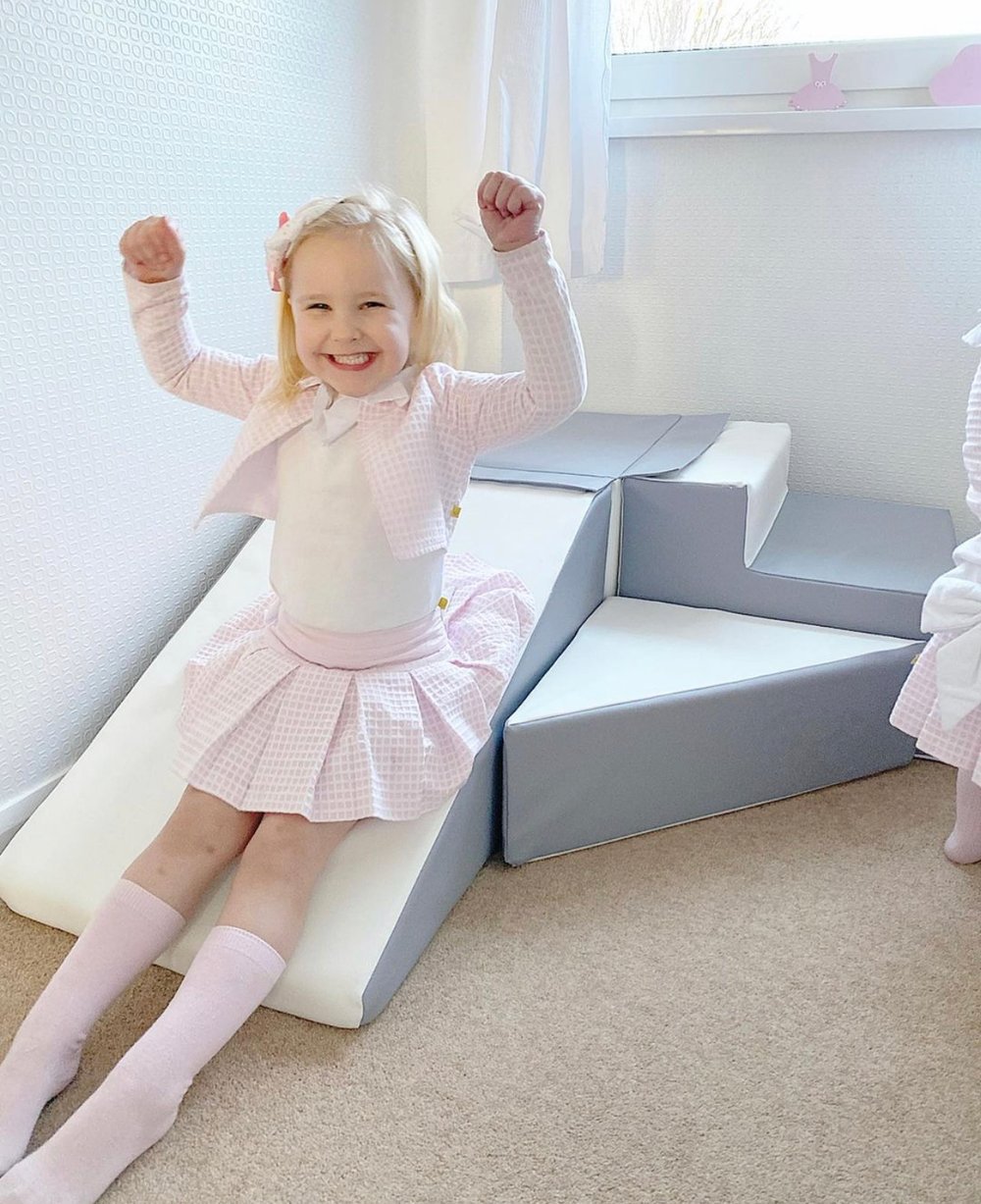 Image of Soft play steps and slide - grey and white