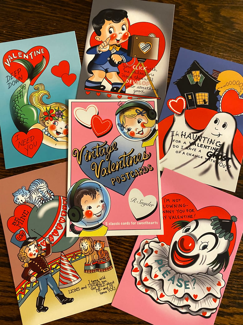Image of Vintage Valentines Postcard set of 5 Cards