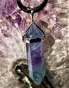 Rainbow Fluoride Hexagonal Pointed Healing Pendant / Necklace