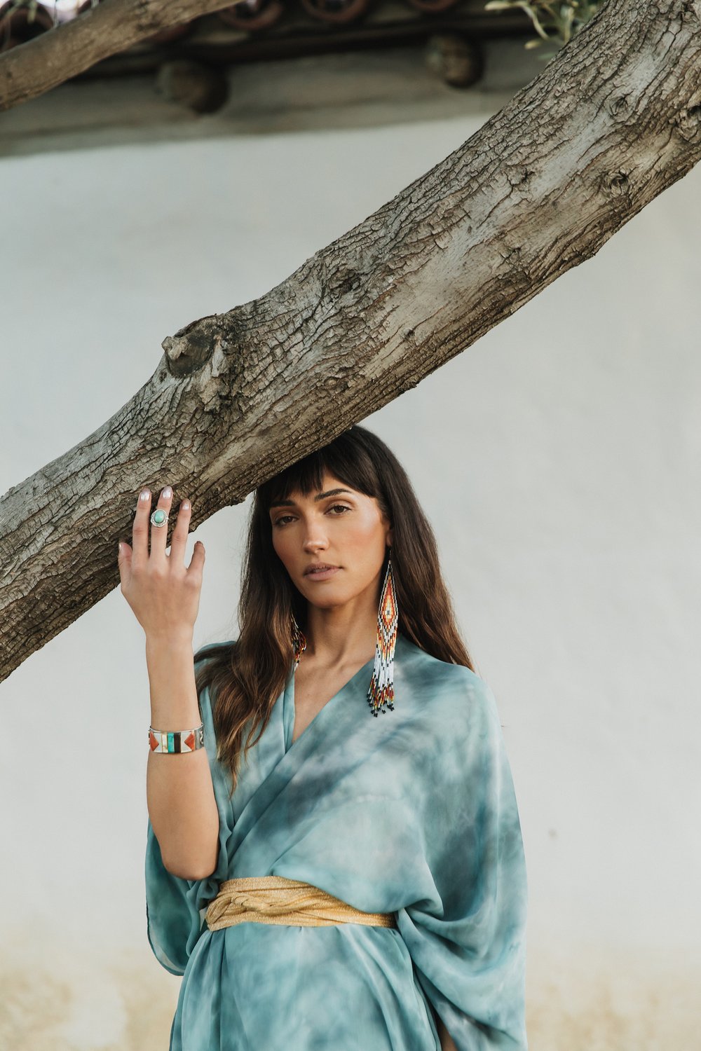 Image of Hand Meets Sky Robe/Cape & Hand Woven Gold Belt
