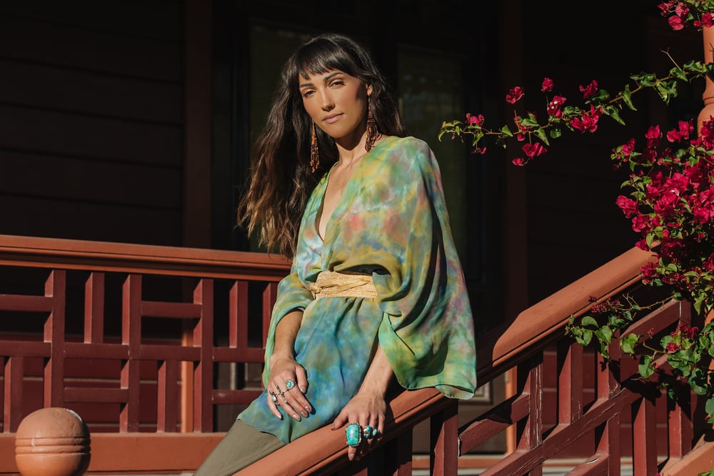 Image of Lily Pond Robe/Cape and Gold Wrap Belt