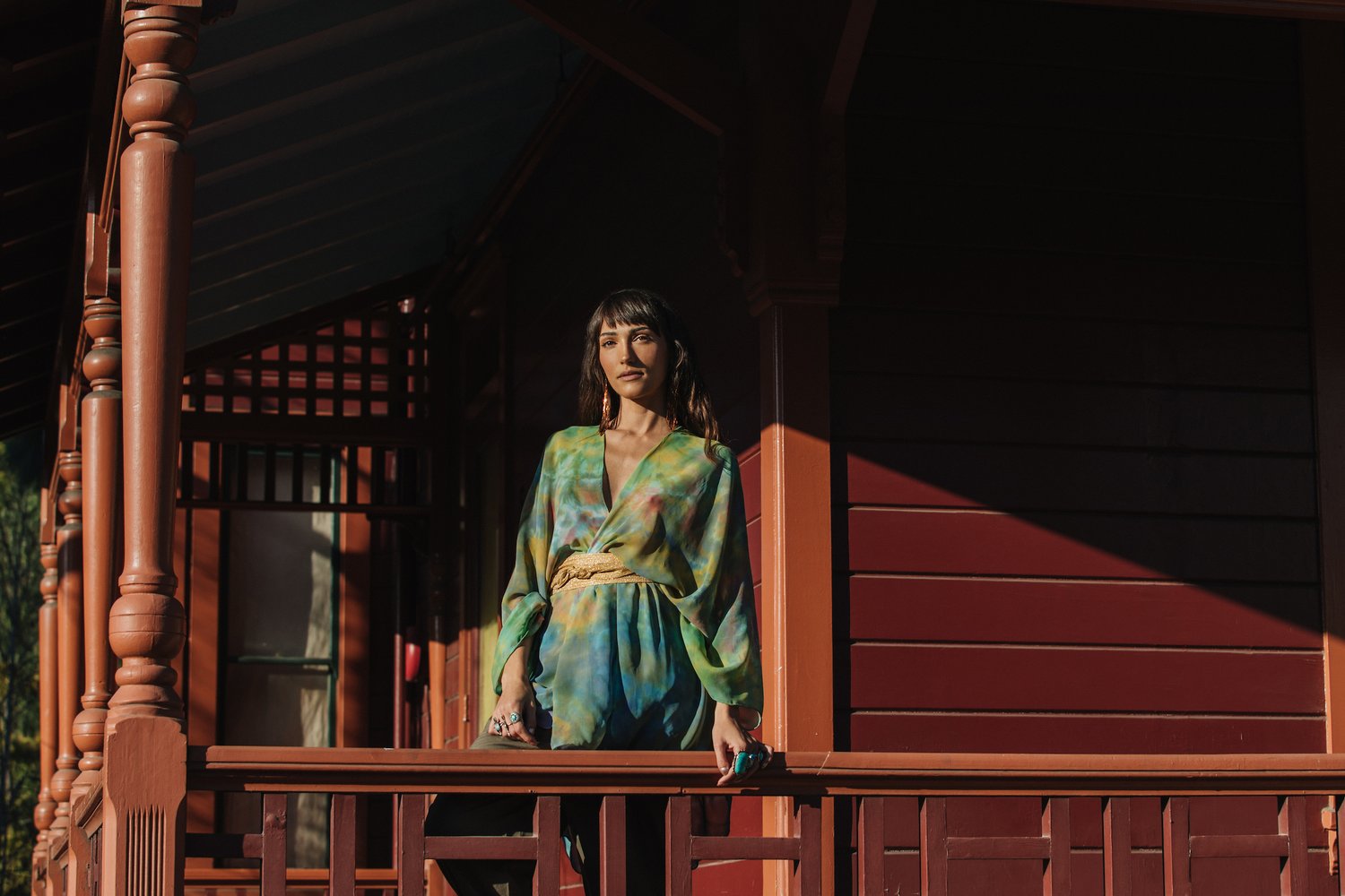 Image of Lily Pond Robe/Cape and Gold Wrap Belt 