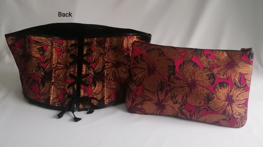 RED & GOLD UNDERBUST CORSET & BAG SET