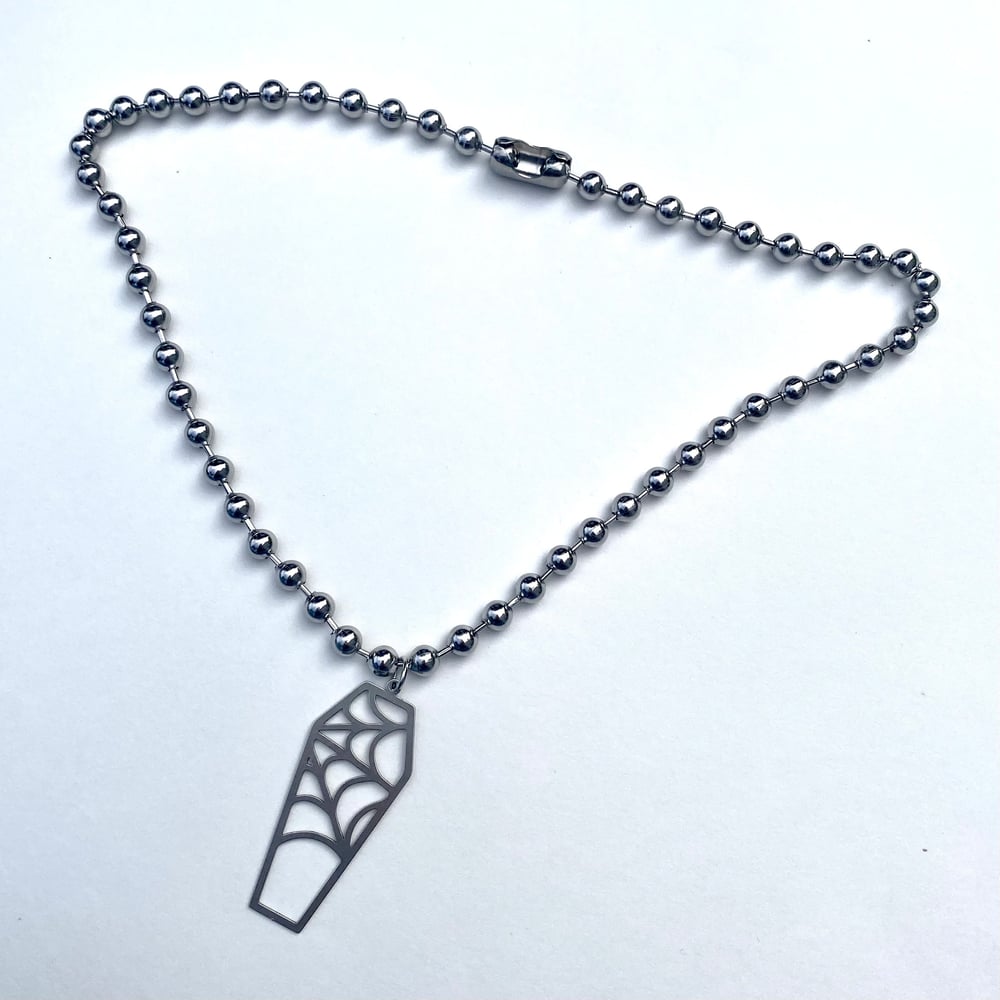 Image of Spiderweb Coffin Necklace