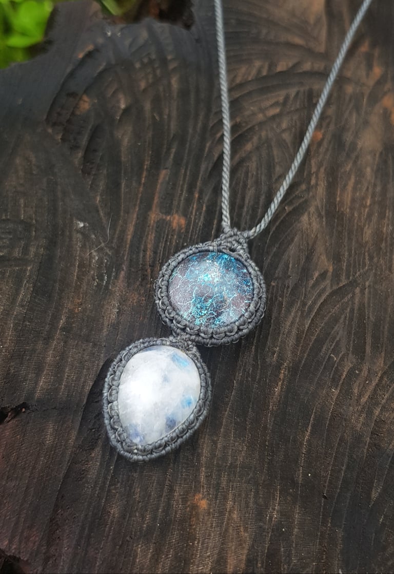 Rainbow Moonstone & Chrysocolla necklace
