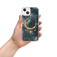 Image 23 of Blue and Gold Celestial Moons Design Clear Case for iPhone®