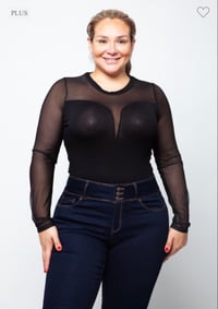 Image 1 of Curvy Call Me Trouble Long Sleeve Bodysuit