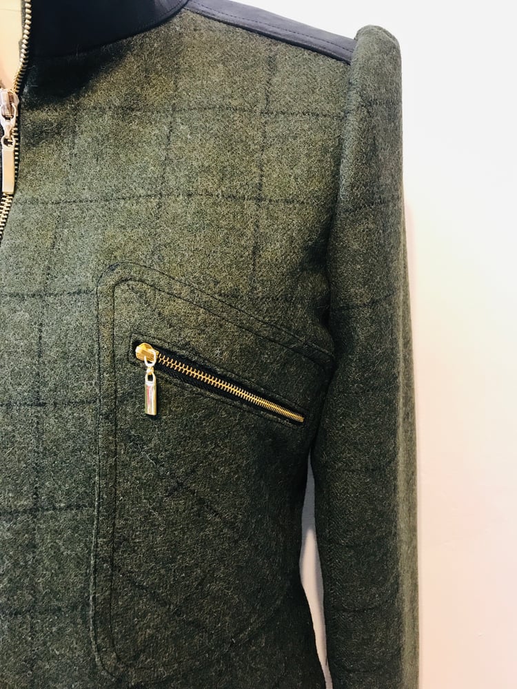 Image of Tweed and leather Marianne zip jacket