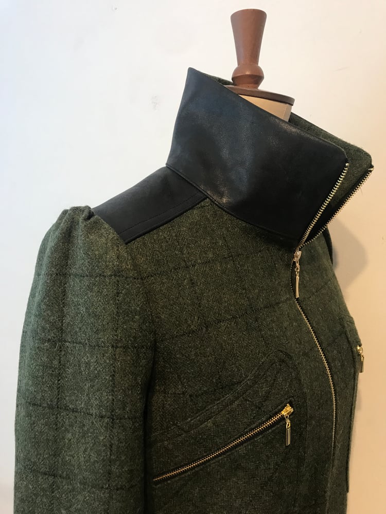 Image of Tweed and leather Marianne zip jacket