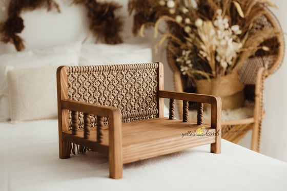 Image of « macrame bench in whisky brown without knobs - pre order »