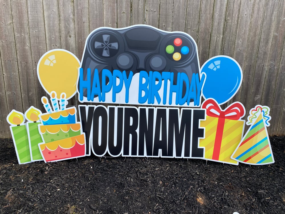Video Game Happy Birthday with Stakes