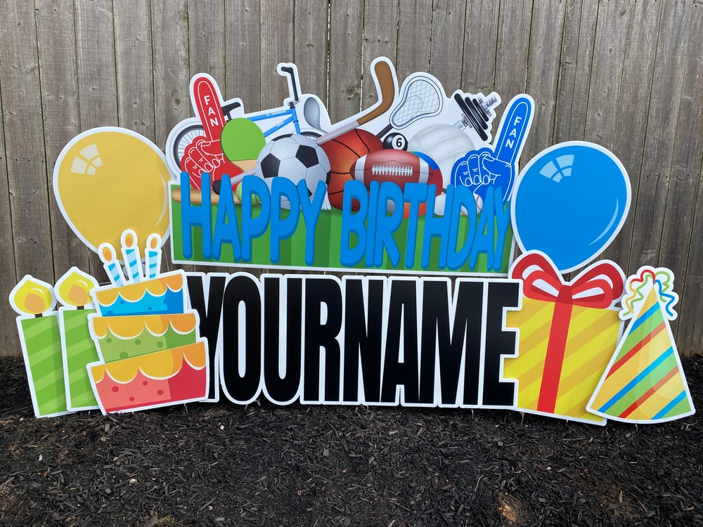 Sports Happy Birthday Yard Card Set with Stakes