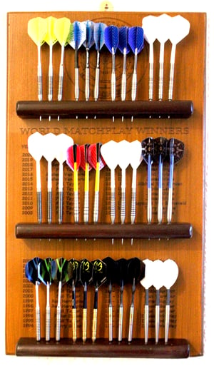 Image of World Matchplay Winners 12 Set Handcrafted Darts Holder Wall Mounted 