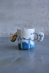 Hand painted porcelain mug with two handles