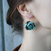 Green porcelain wire hook earrings
