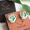 Green flower shape porcelain stud earrings