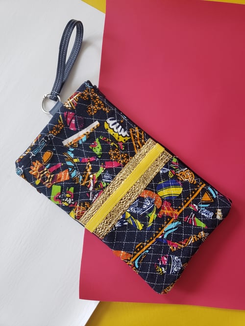 Image of Upcycled clutch with scrap fabric 