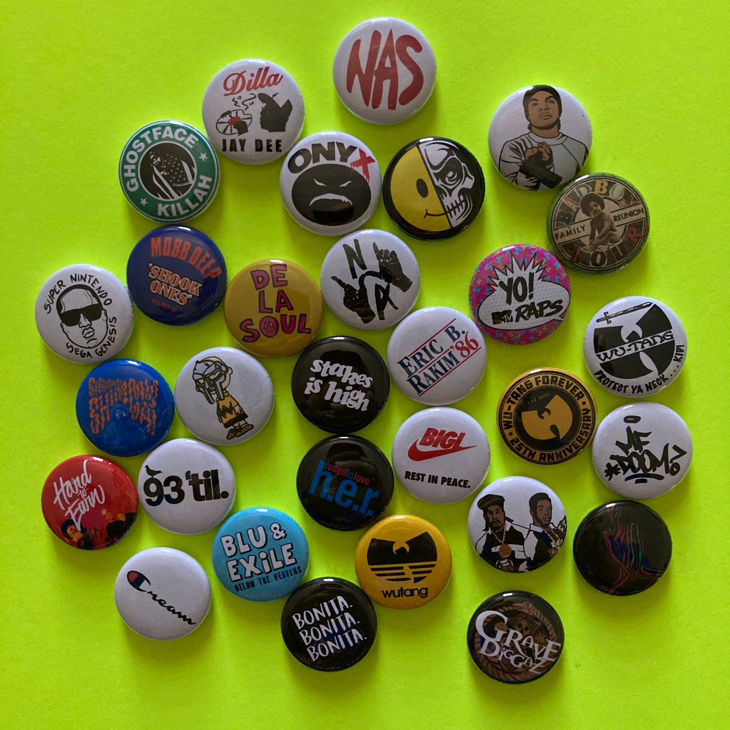 Image of 10x Hip-Hop Nostalgia 1" Pins! 