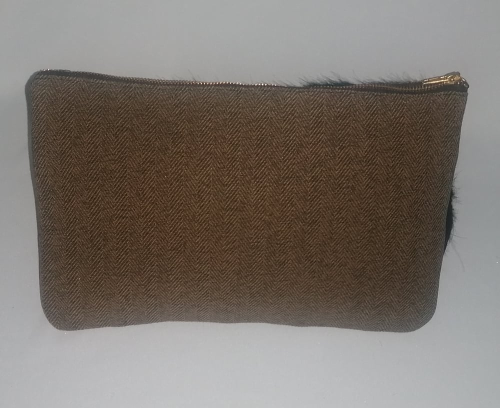 BROWN HERRINGBONE UNDERBUST CORSET & CLUTCH BAG