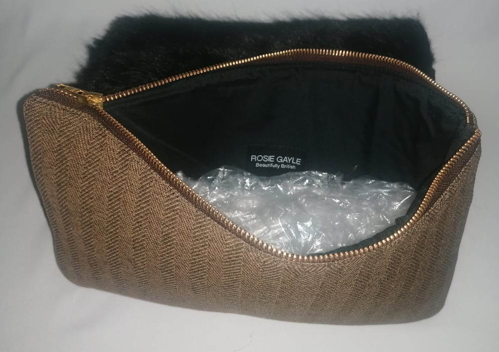 BROWN HERRINGBONE UNDERBUST CORSET & CLUTCH BAG