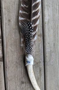 Image 2 of Antler Feather Fan, White Deerskin