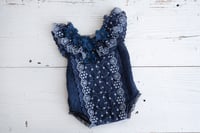 Image 3 of Louisa II navy blue romper / two sizes