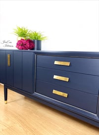 Image 2 of Mid Century Modern G Plan SIDEBOARD / TV CABINET / DRINKS CABINET in navy blue 